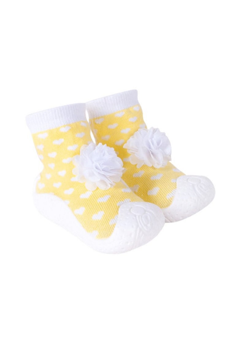 Botosei Pentru Copii Cu Talpa Antiderapanta cu Floricica - Galben