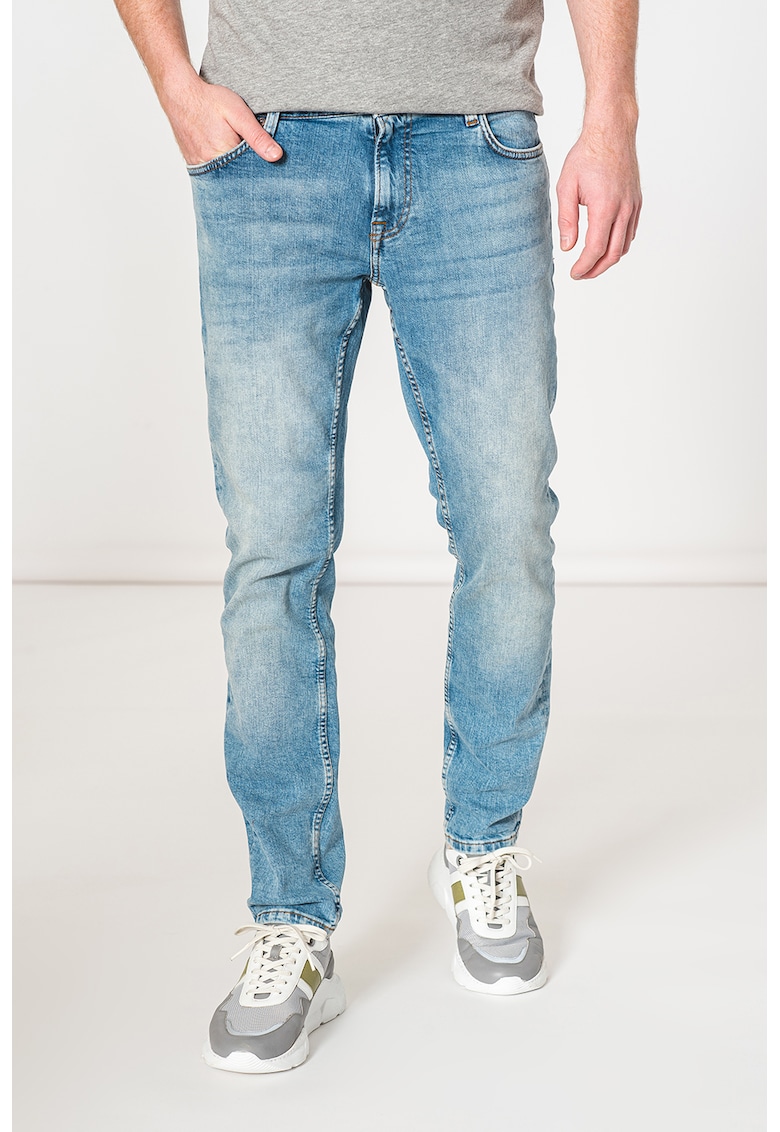 Blugi slim fit cu aspect decolorat Loom