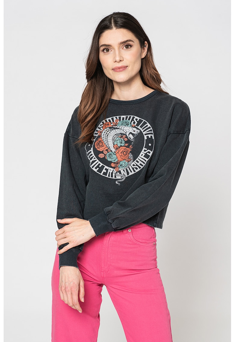 Bluza sport crop cu imprimeu grafic Amy
