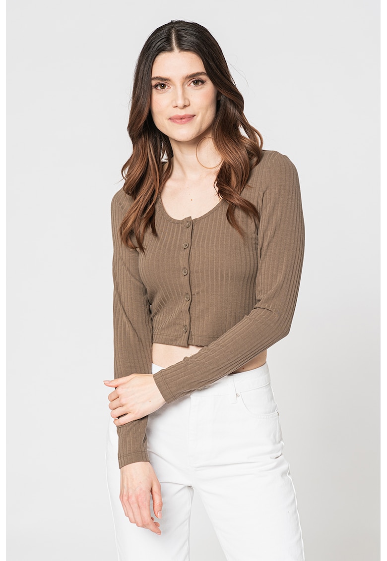 Bluza crop cu aspect striat Kaya