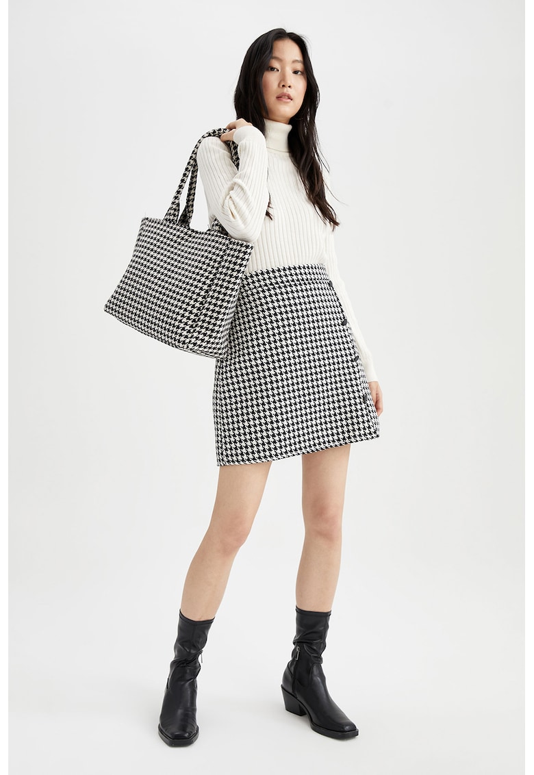 Fusta mini cu model houndstooth