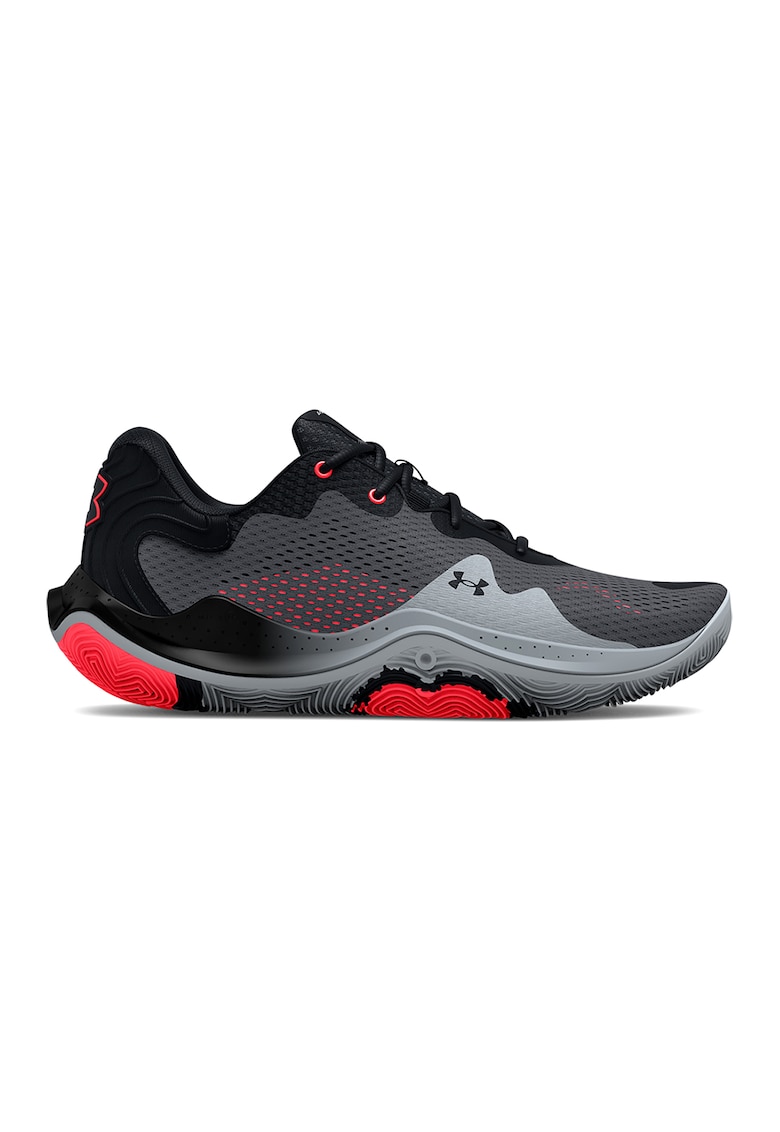 Pantofi unisex de plasa cu insertii sintetice - pentru baschet Spawn 4 - Rosu/Negru/Gri inchis