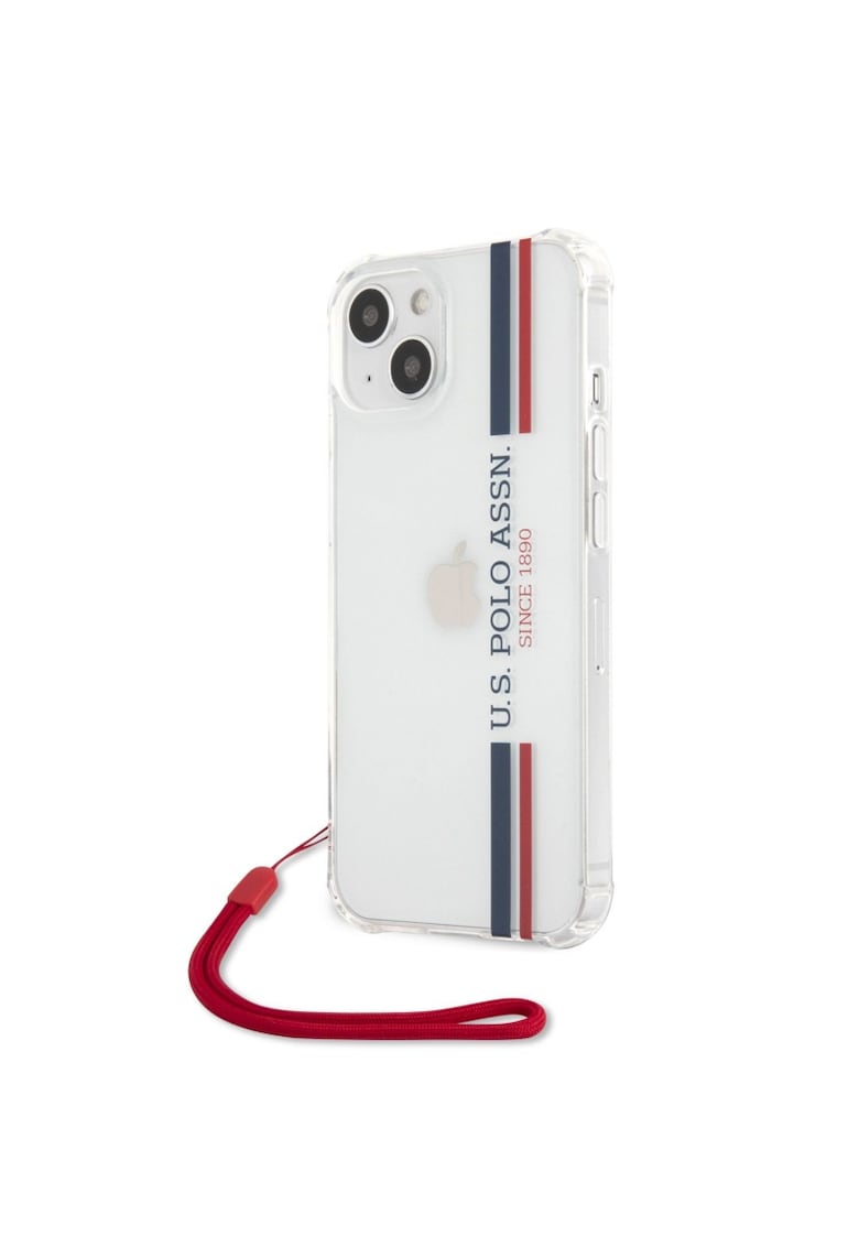 Husa de protectie U.S. Polo Tricolor Vertical Stripes pentru Apple iPhone 13 mini - Transparenta