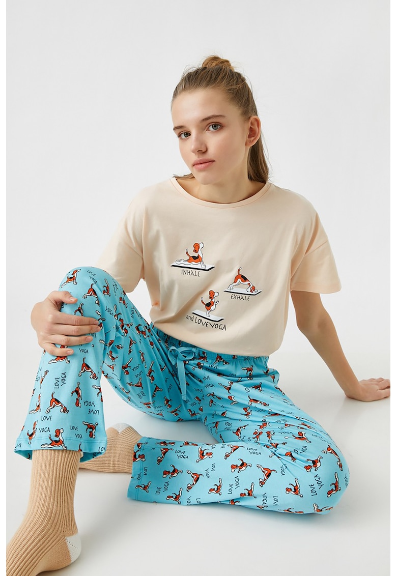 Pijama de bumbac cu imprimeu
