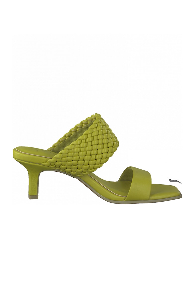 Papuci de piele ecologica cu toc si design texturat Fashiondays 2023-03-24