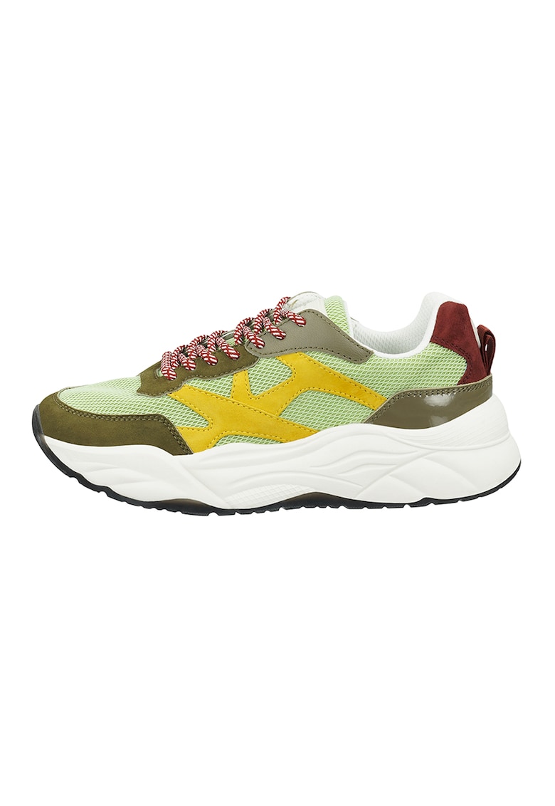 Pantofi sport de piele intoarsa cu insertii de plasa