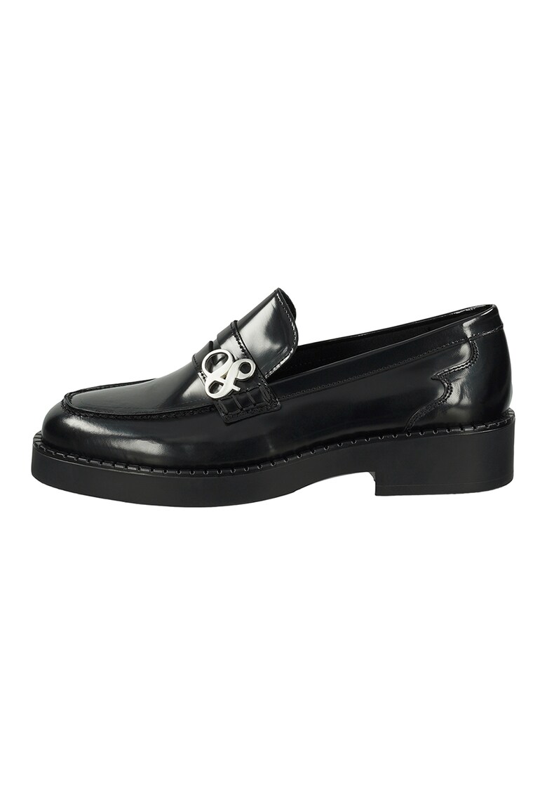 Pantofi loafer Penny de piele lacuita cu monograma metalica fashiondays.ro
