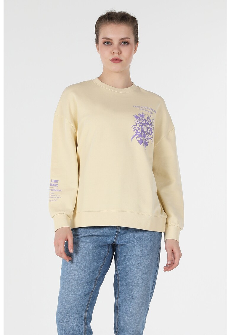 Bluza sport din amestec de bumbac cu imprimeu floral COLIN'S imagine noua