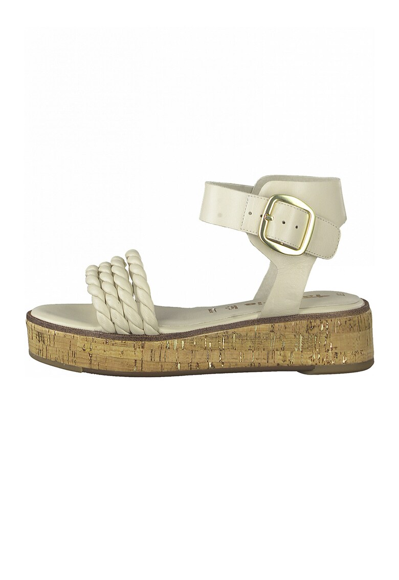 Sandale wedge cu insertii de piele