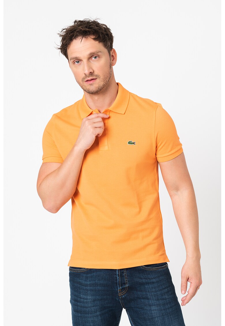 Tricou polo slim fit din material pique