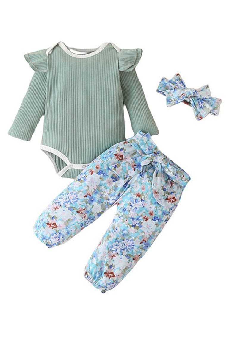 Compleu Cu Body Vernil - Maneca lunga - Multicolor - Floral - Fete