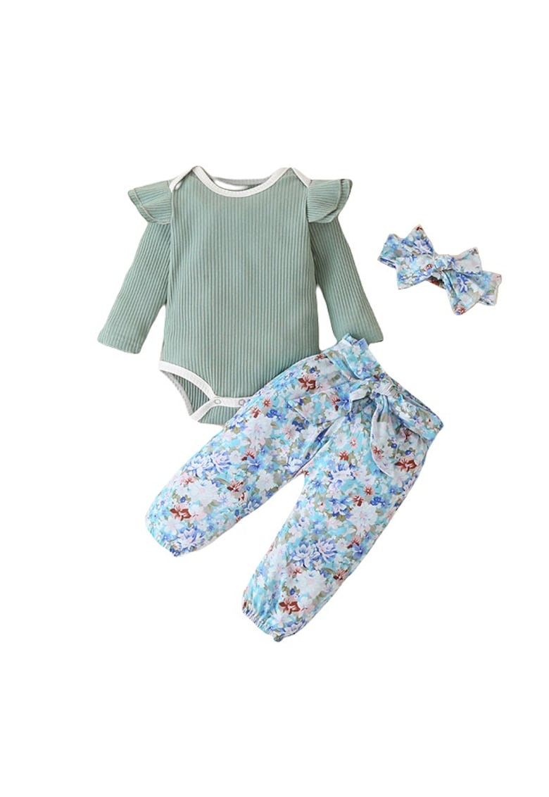 Compleu Cu Body Vernil - Maneca lunga - Multicolor - Floral - Fete