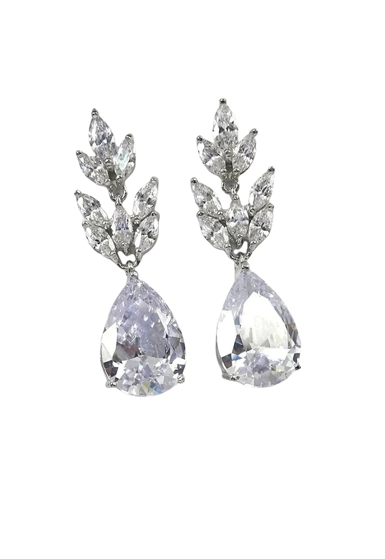 Cercei argintii - forma de lacrima - cu pietre din zirconiu - Edrun C3 -