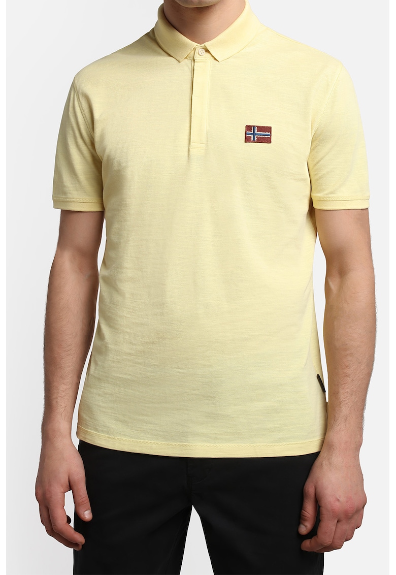 Tricou polo din bumbac pique Ebea - Galben pai