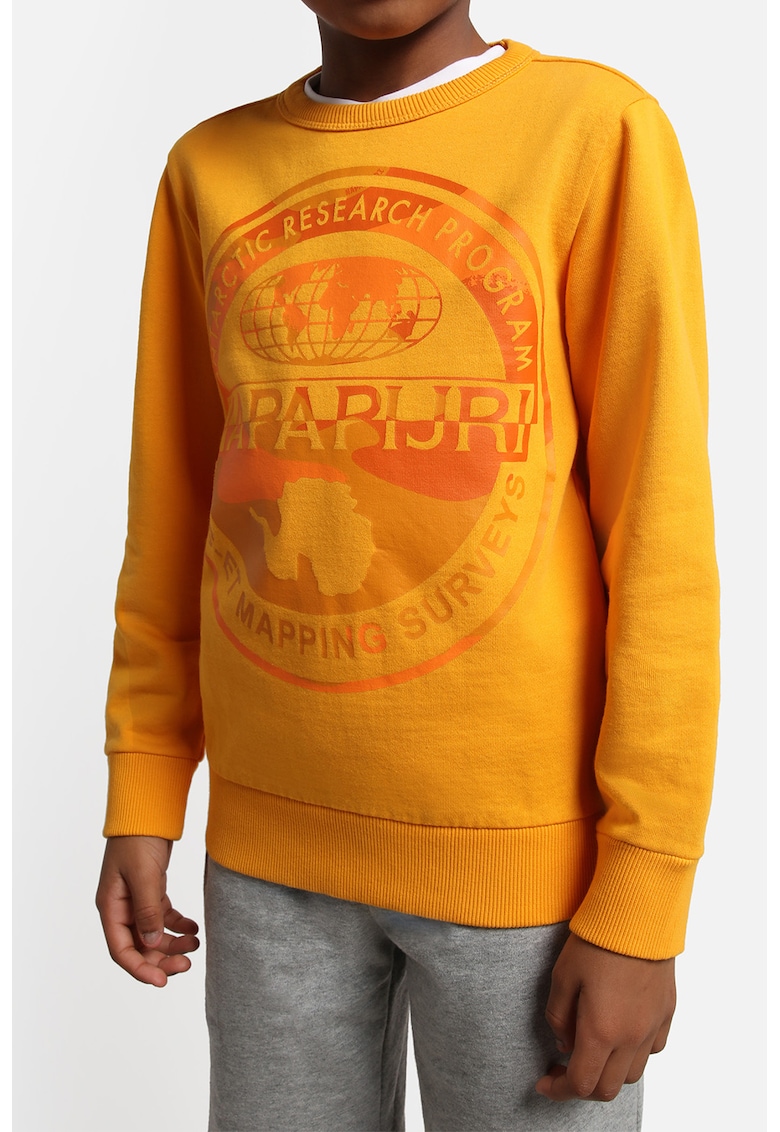 Bluza sport cu decolteu la baza gatului si imprimeu logo supradimensionat Telefre - Galben