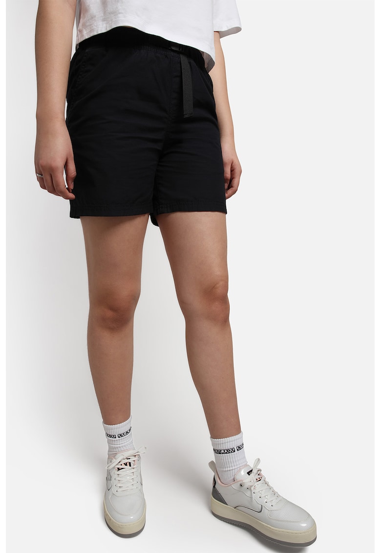 Pantaloni scurti de bumbac cu talie inalta Dru - Negru