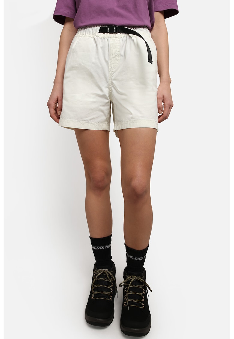Pantaloni scurti de bumbac cu talie inalta Dru - Crem