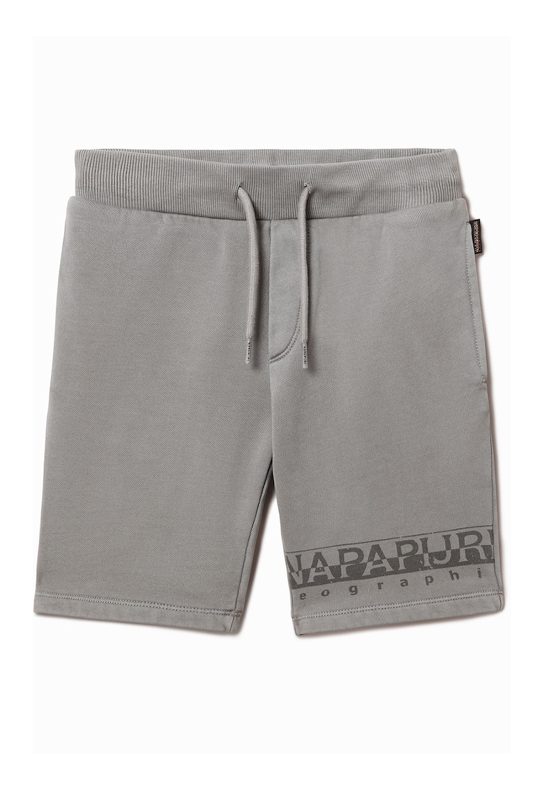 Bermude din jerseu cu imprimeu logo Saleina - Gri melange