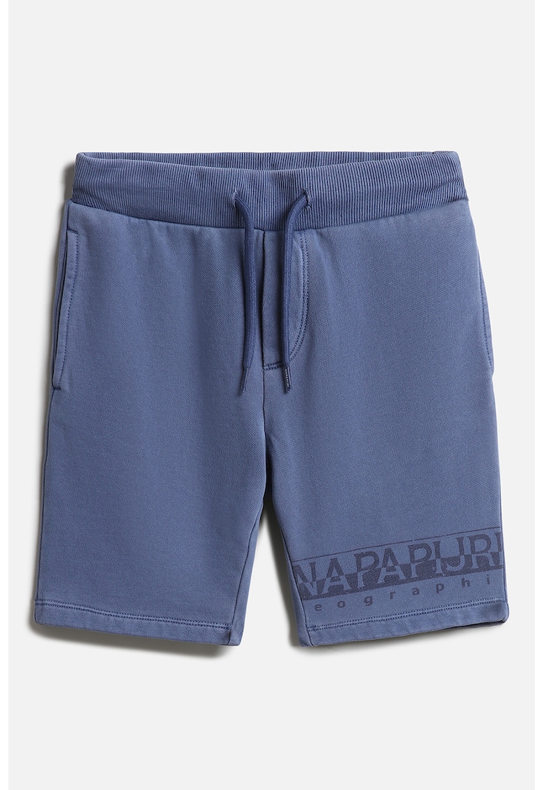 Bermude din jerseu cu imprimeu logo Saleina - Albastru indigo