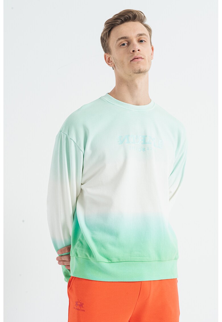 Bluza sport cu decolteu rotund si imprimeu tie-dye