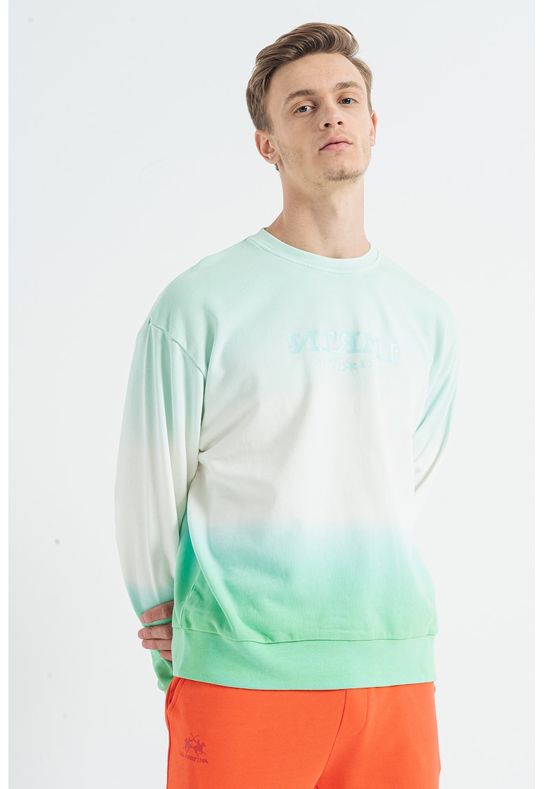 Bluza sport cu decolteu rotund si imprimeu tie-dye