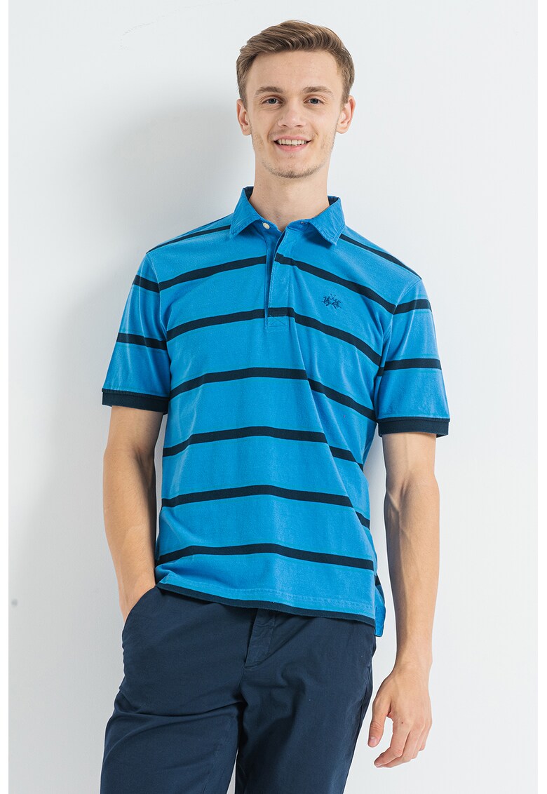 Tricou polo de bumbac cu dungi