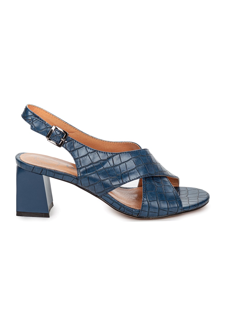 KEDDO - Sandale de piele ecologica cu toc inalt si model piele de reptila