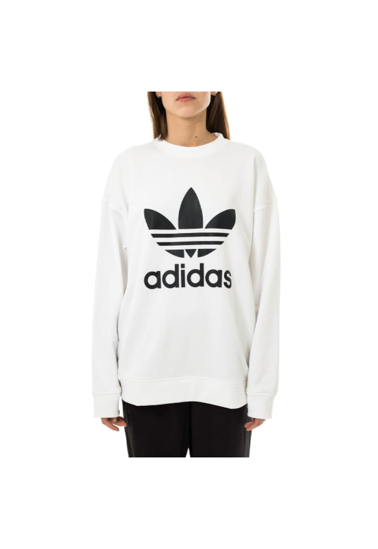 Hanorac pentru femei - Crew Sweat - Fara gluga - Bumbac - Alb