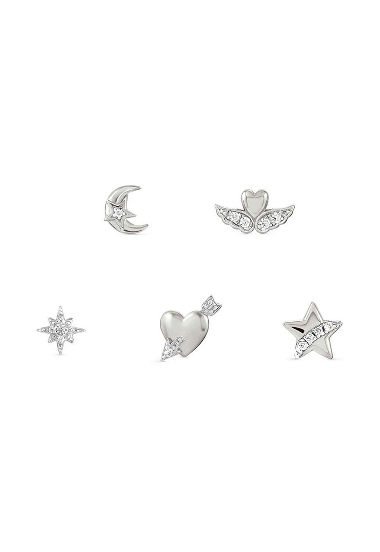 Set de cercei de argint placati cu rodiu – 5 perechi – Argintiu imagine reduceri black friday 2021 ACCESORII/Bijuterii
