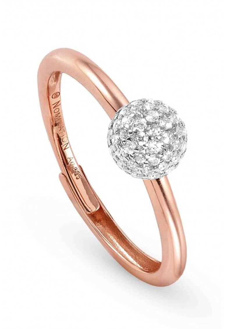Inel de argint placat cu aur rose de 22K decorat cu cristale de zirconia fashiondays imagine noua