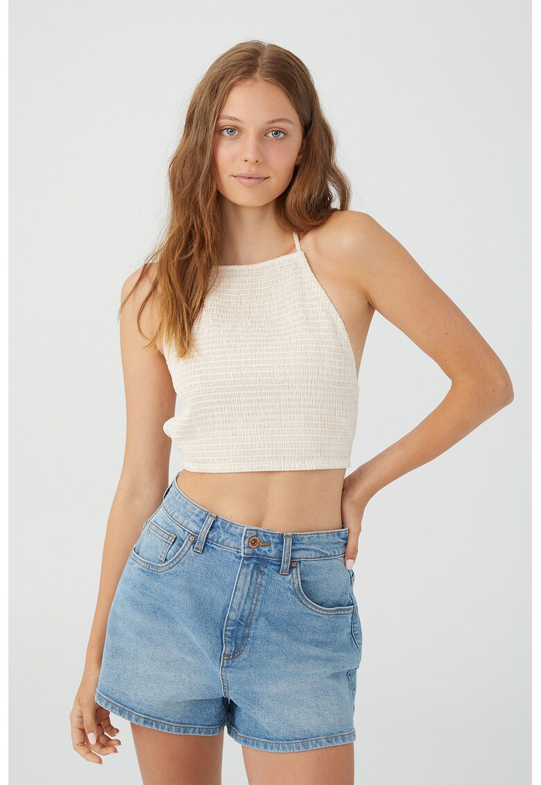 Top crop cu aspect plisat