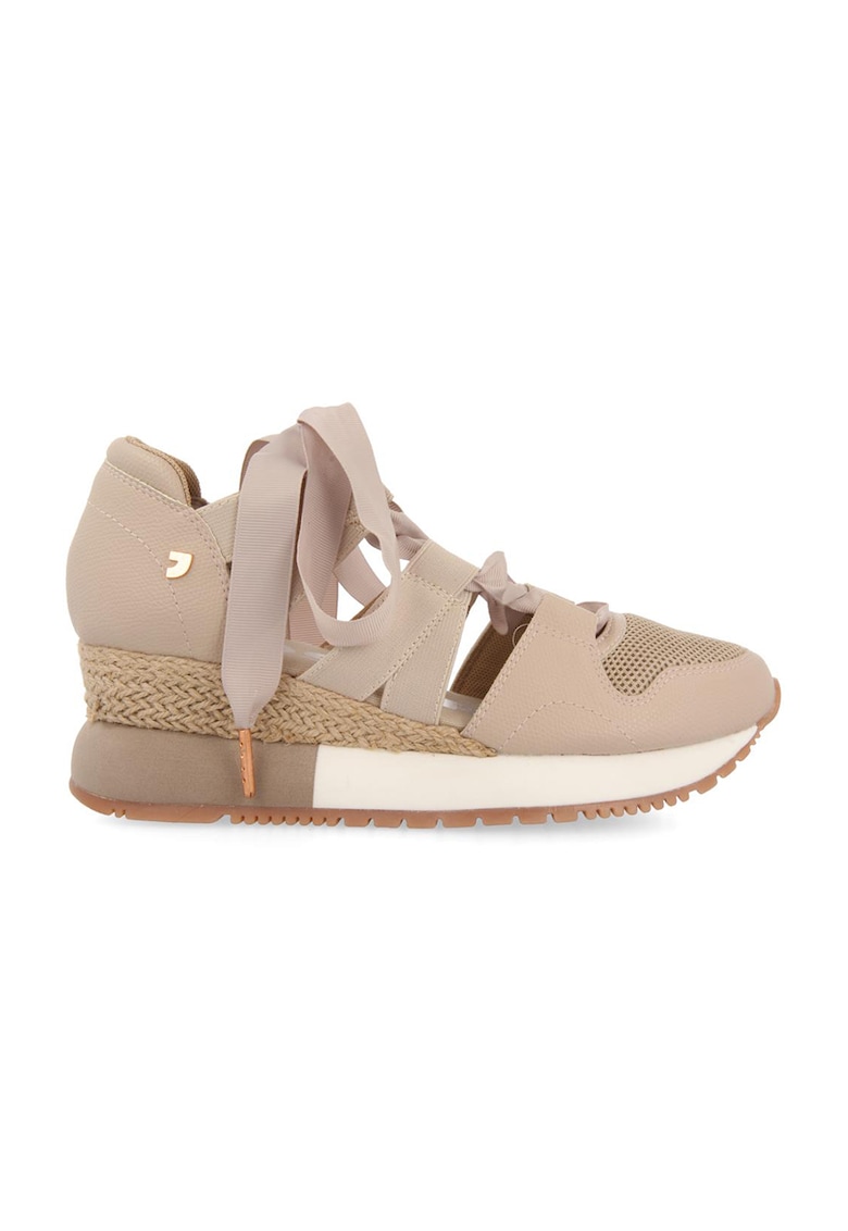 Pantofi sport cu talpa wedge si decupaje Lizarda - Bej