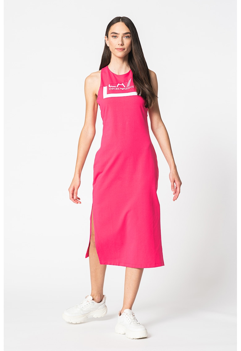 Rochie din amestec de bumbac cu logo