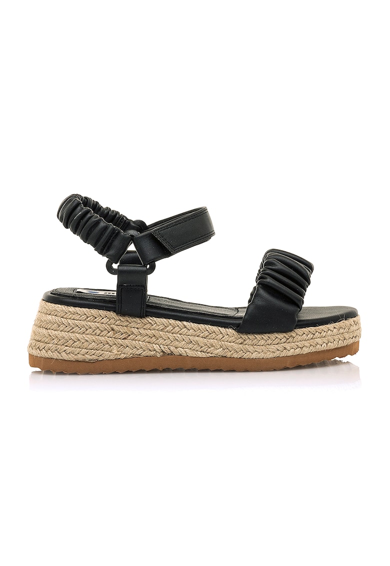 Sandale tip espadrile de piele ecologica cu talpa wedge