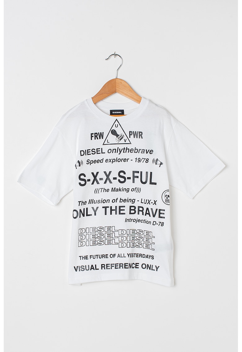 Tricou cu imprimeu text Ball - Alb optic