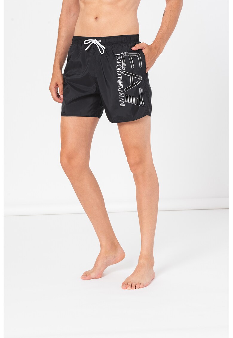 Pantaloni scurti de baie cu model logo supradimensionat Sea World Pantaloni scurti de baie cu model logo supradimensionat Sea World EA7