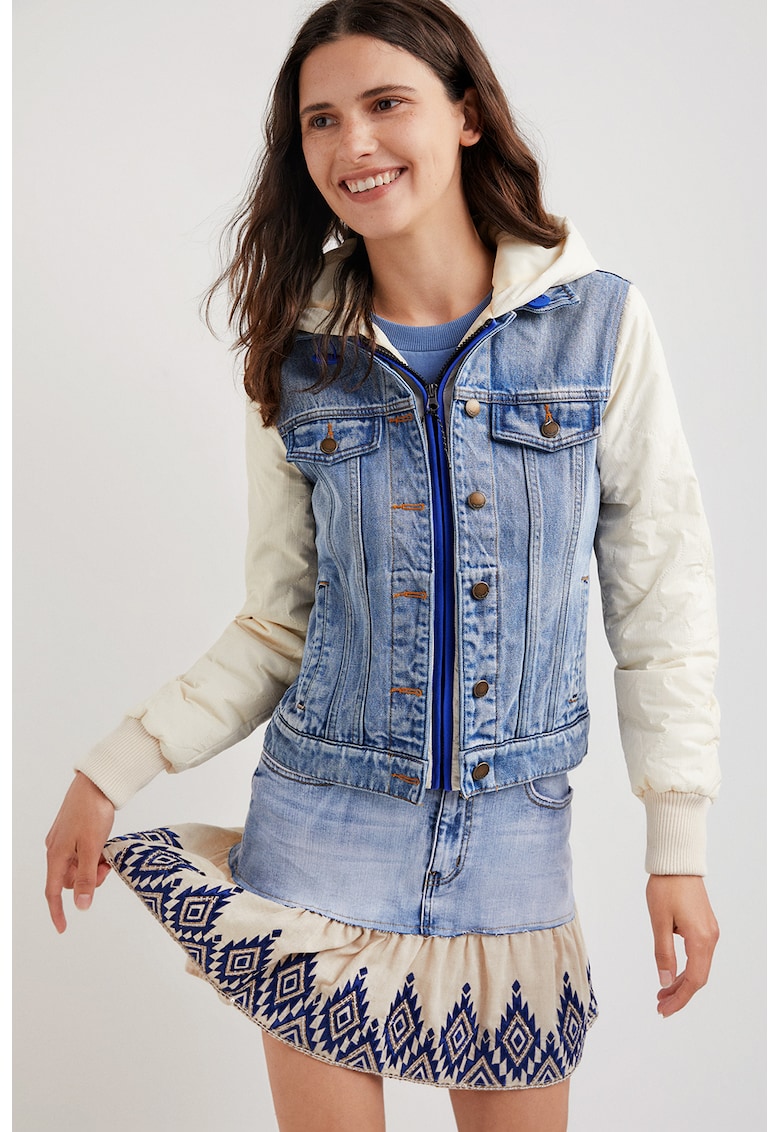 Jacheta de denim Hybrid - Alb/Albastru deschis