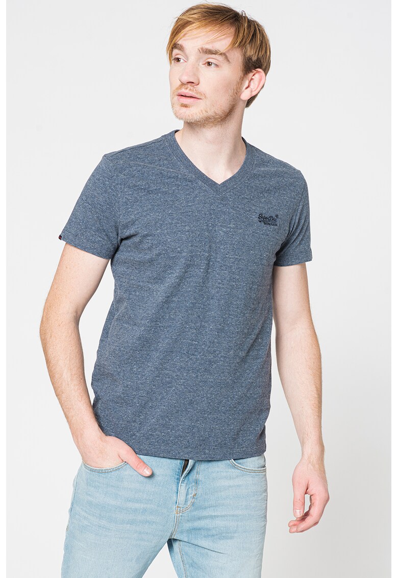 Памучна тениска по тялото с шпиц деколте SUPERDRY