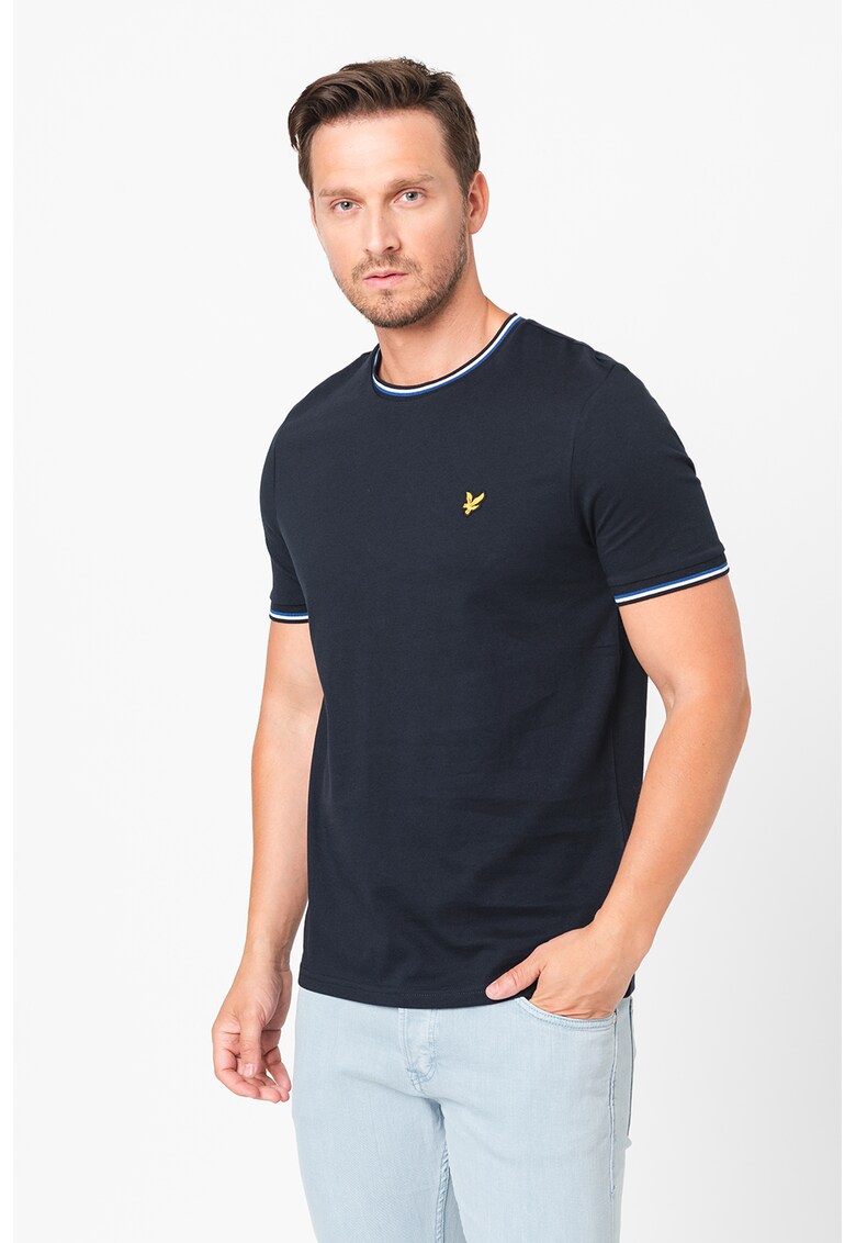 Памучна тениска с контрастни подгъви Lyle Scott