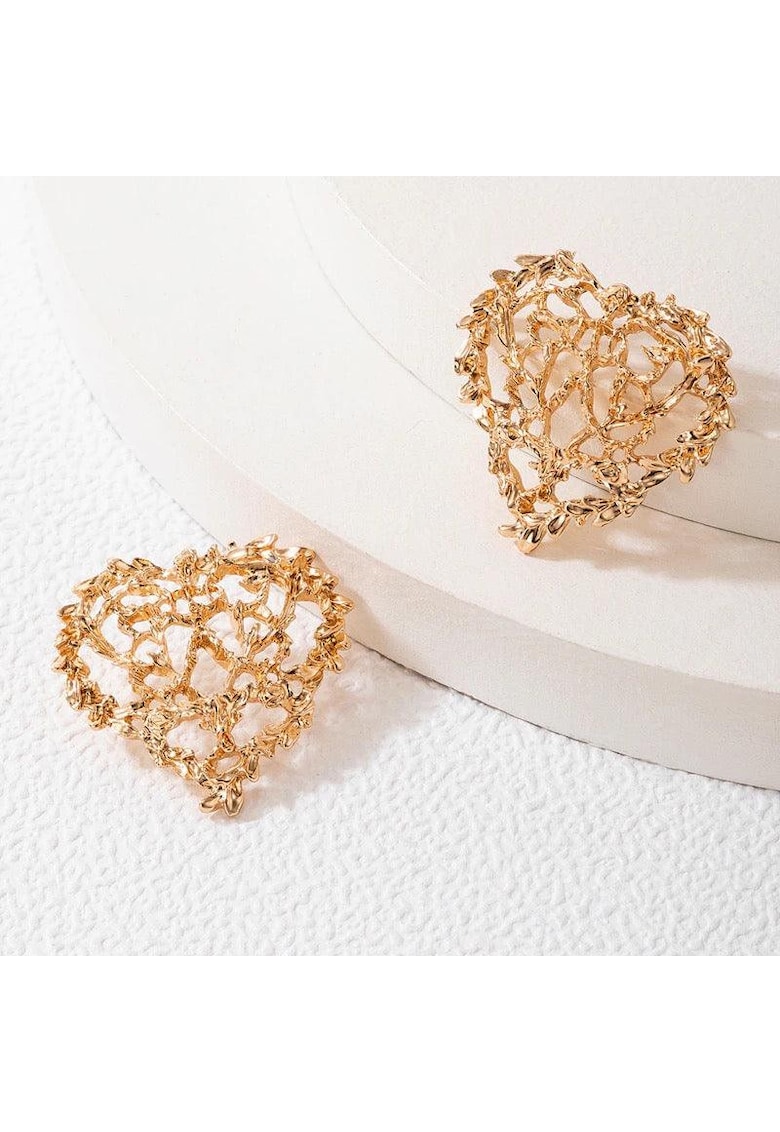 Cercei aurii - forma de inima - cu crengute - Evamaria C16 -