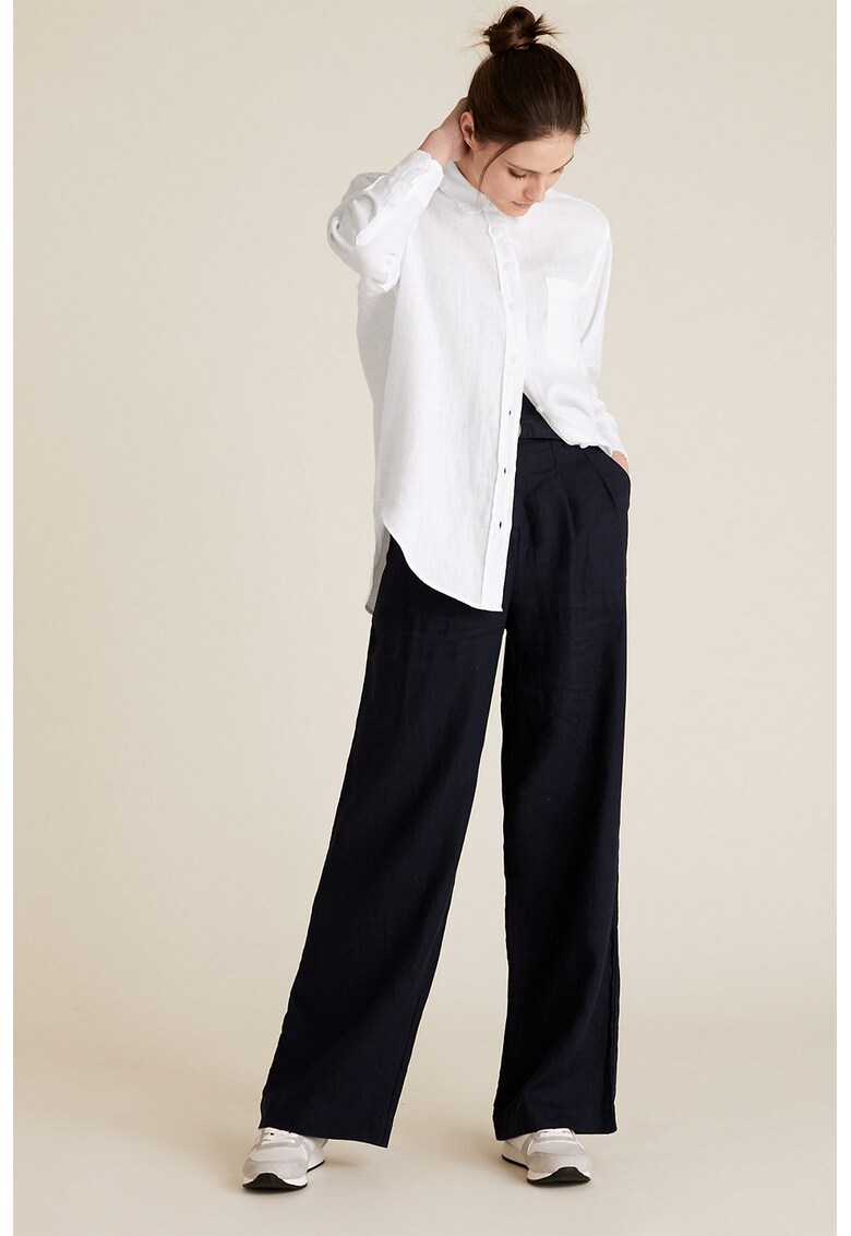 Ленена риза с джоб на гърдите Marks Spencer