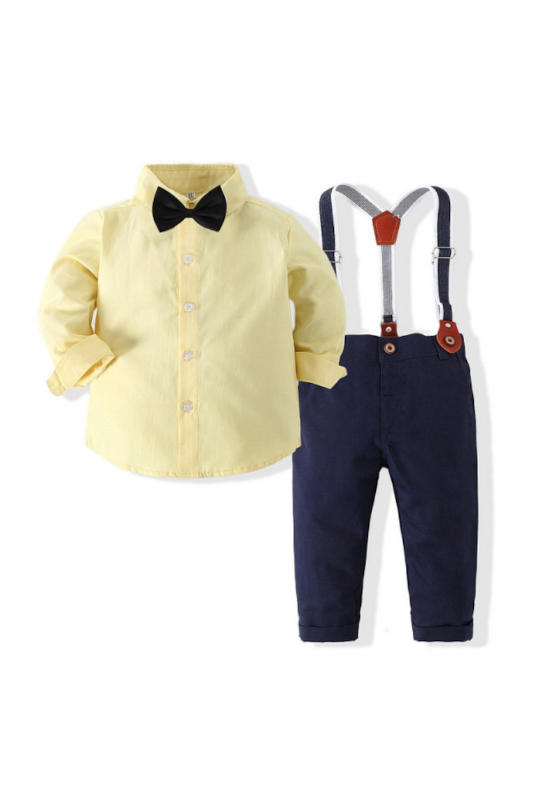 Costum Cu Papion Si Camasuta Galbena - Maneca lunga - Multicolor