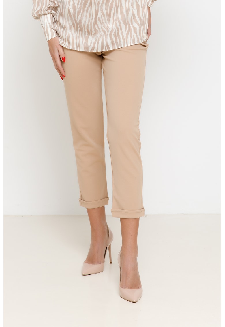 Pantaloni crop cu talie inalta