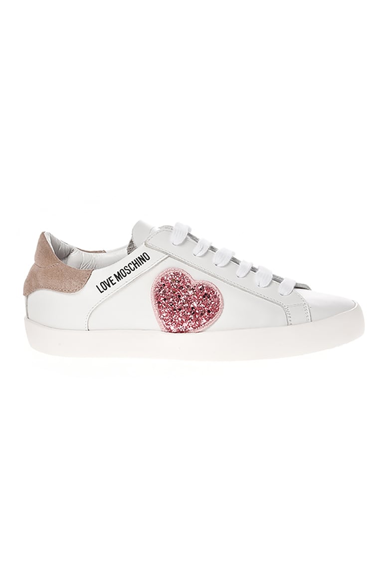Pantofi sport din piele cu aplicatie in forma de inima Love Moschino fashiondays.ro