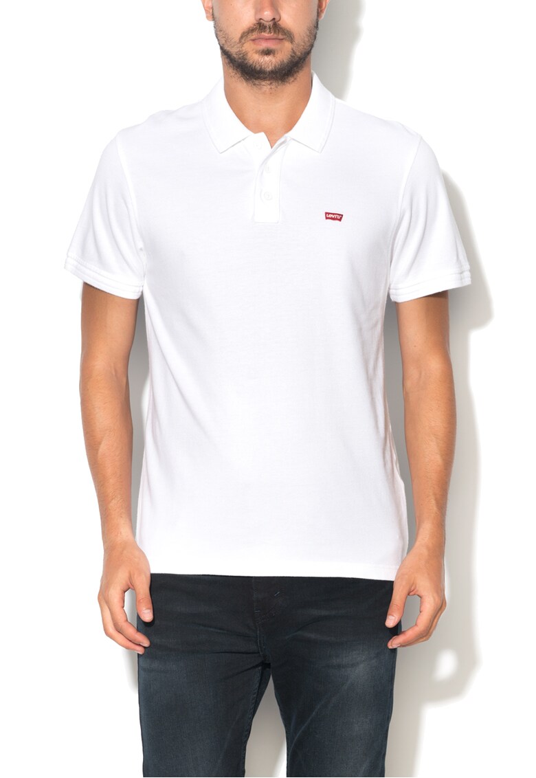 Tricou polo alb cu logo