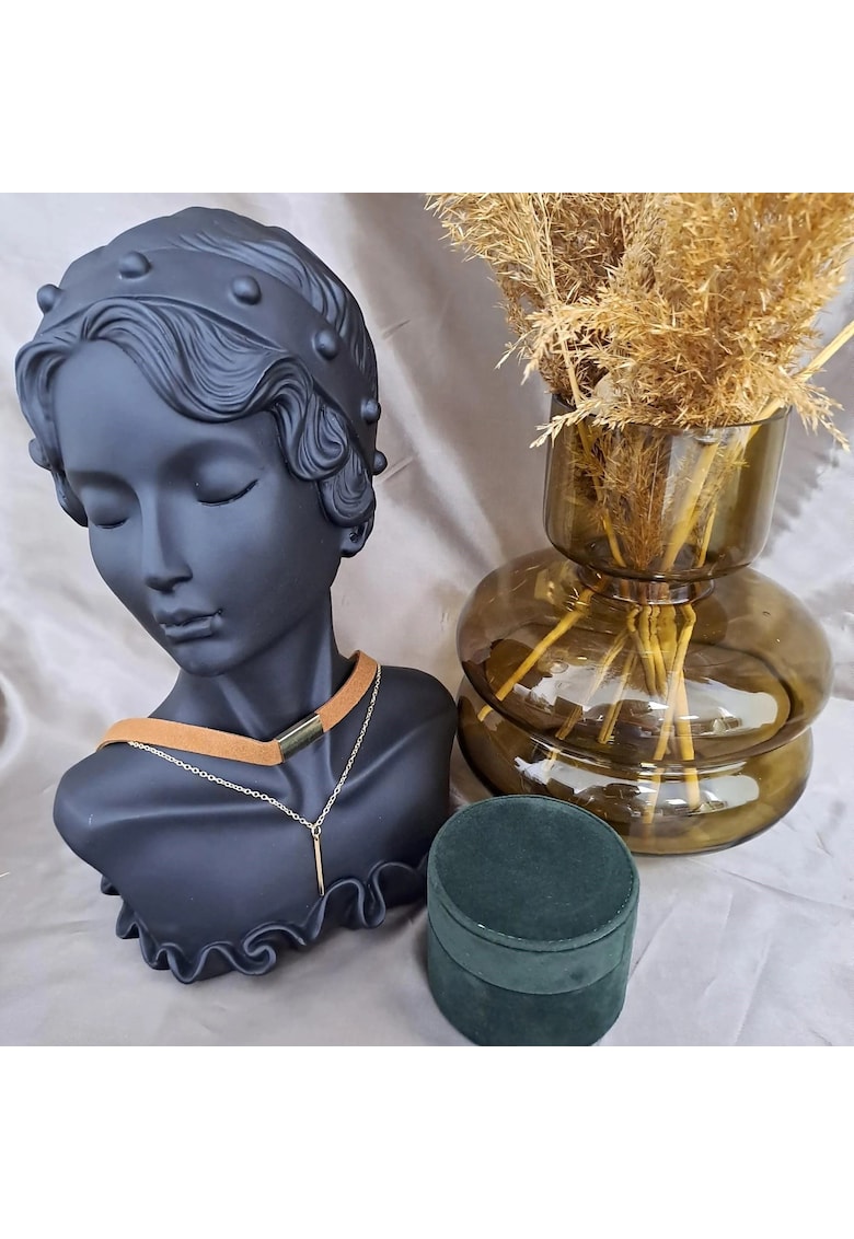 Colier choker - maro - cu lant auriu - Hela C10 -