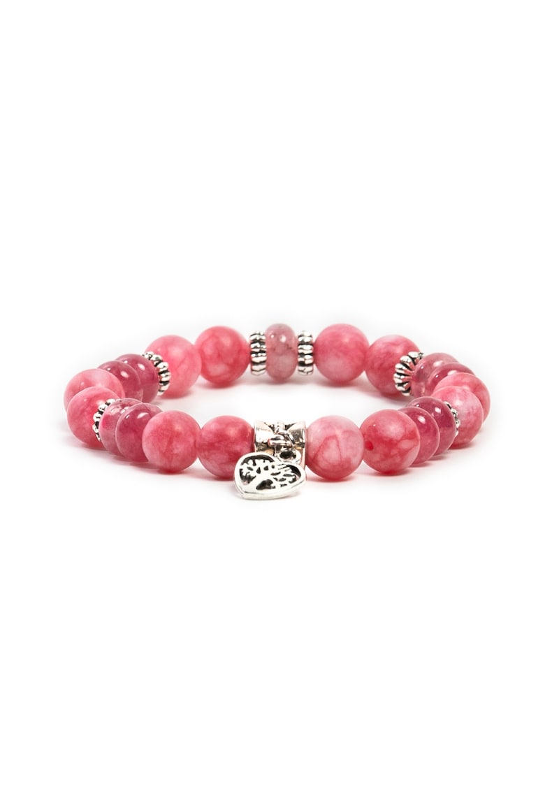 Bratara dama realizata manual - din pietre semipretioase de Rodocrozit si Morganit - Rose - margele de 8mm - rosie -