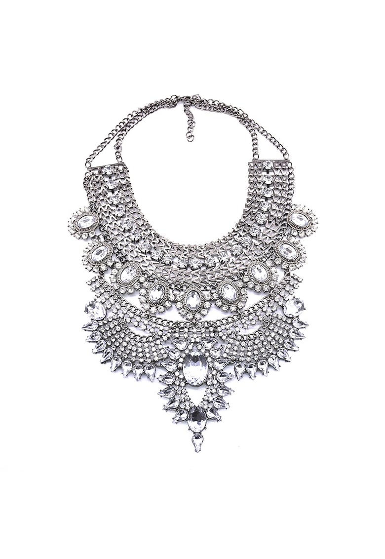 Colier argintiu - masiv - cu pietre - Isabela C3 -