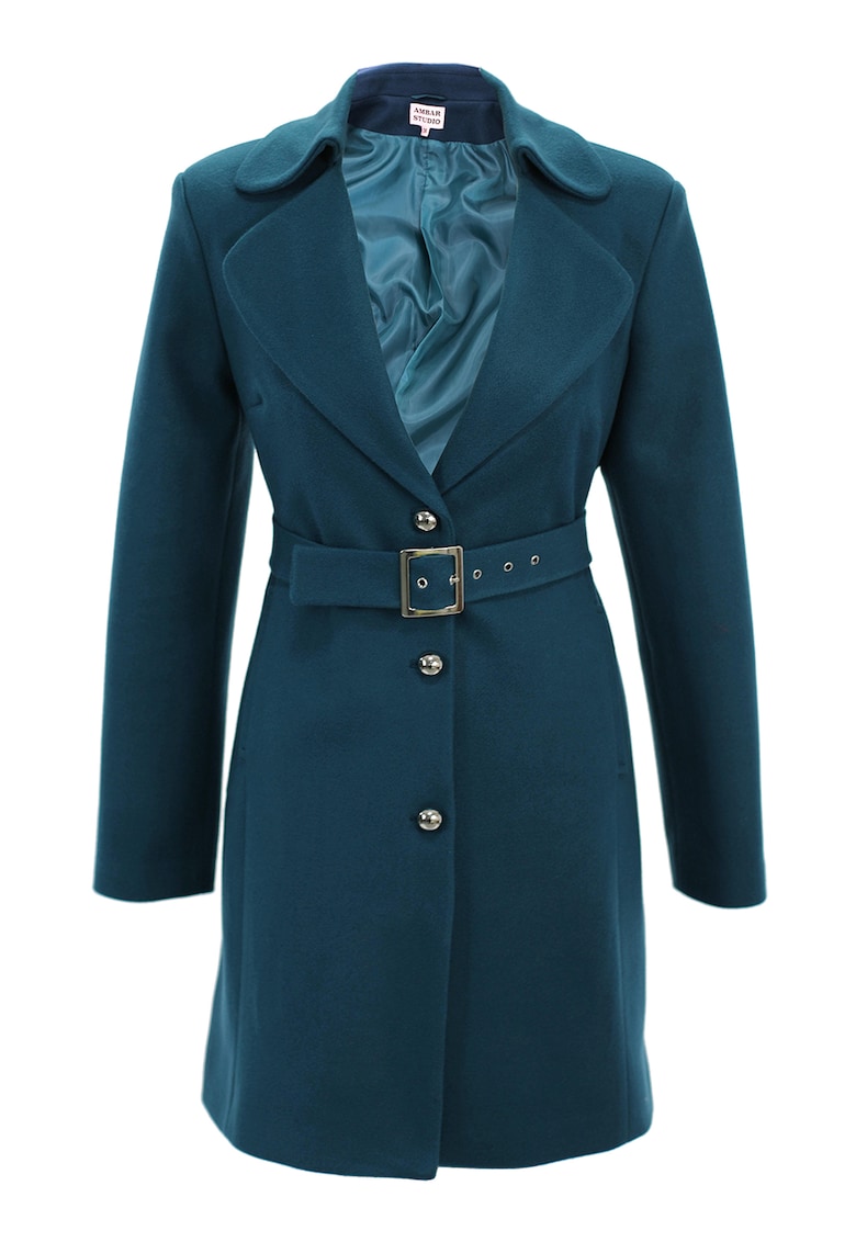 Palton din amestec de lana cu o curea asortata 2022 ❤️ Pret Super fashiondays imagine noua 2022