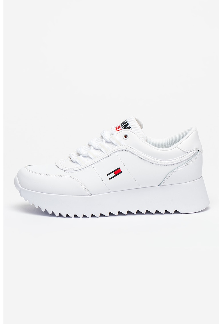 Tommy Jeans Pantofi sport din piele cu talpa wedge High Cleated - Alb